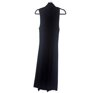 Wilfred Dress Sleeveless Ribbed Turtleneck Midi Large Black Womens